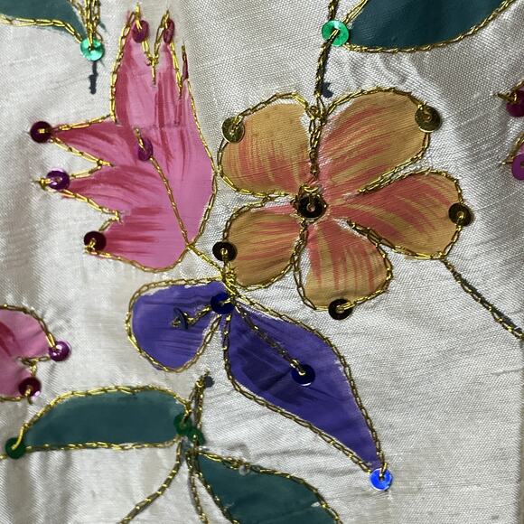 KRISS Sweden Hand Painted Flowers Silk Jacket Artsy Art-to-wear EU 38 / US 6 / M - Picture 15 of 16